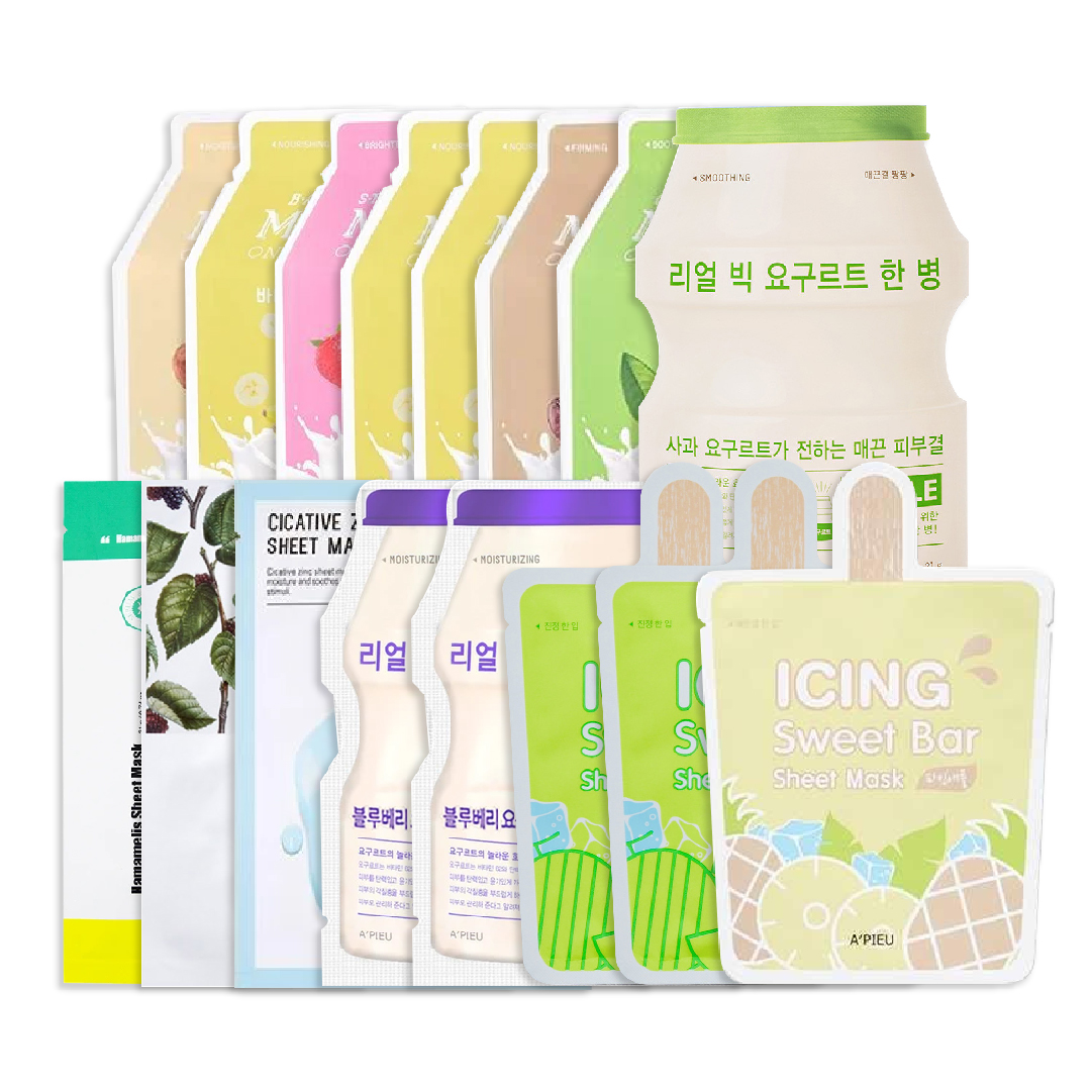 Combo 16 Mặt Nạ Dưỡng Ẩm Làm Mịn Da A'pieu Milk One - Pack & Yogurt One Botle (Mix Nhiều Loại)