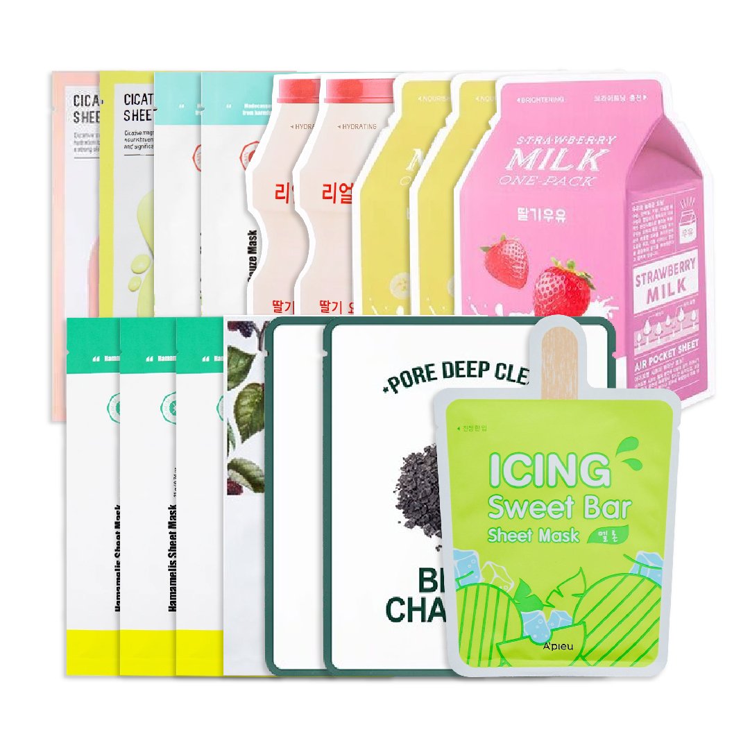 Combo Mix 16 Mặt Nạ Cấp Nước Dưỡng Ẩm Chăm Sóc Lỗ Chân Lông A'pieu