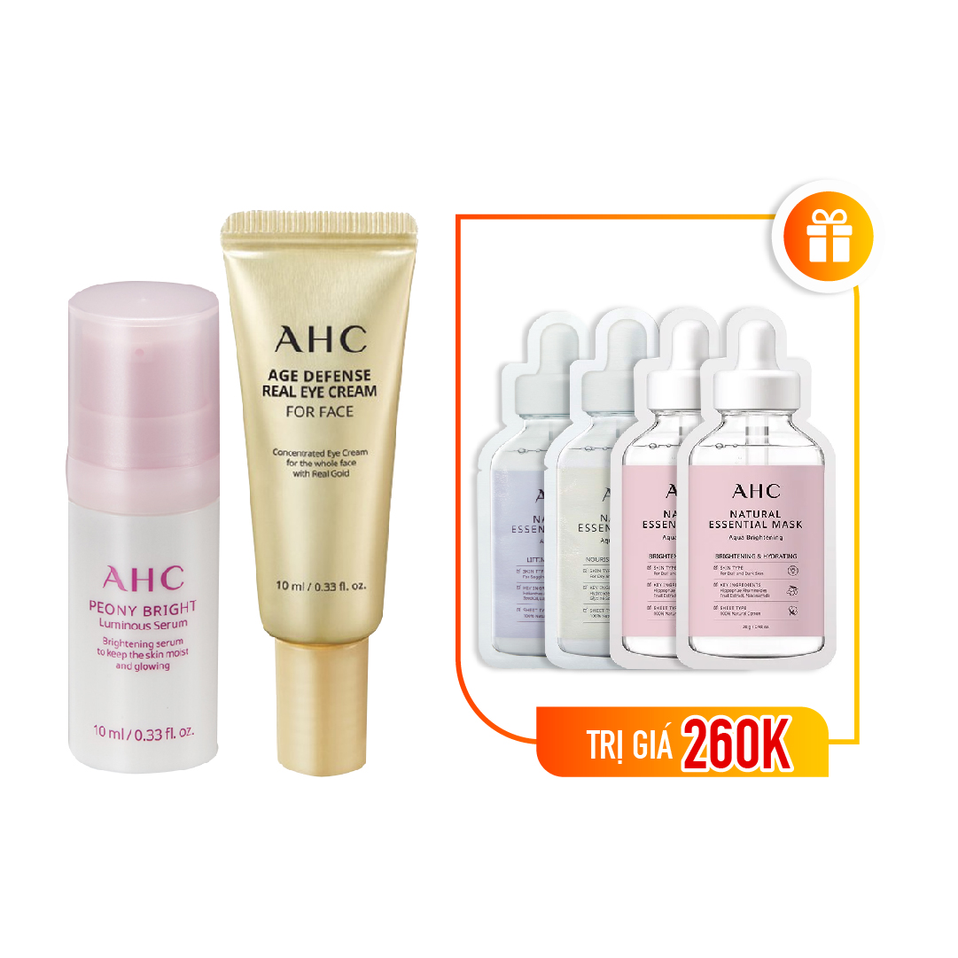 [Tặng 4 Mặt Nạ] Combo Tinh Chất Sáng Da Ahc Peony Bright Và Kem Dưỡng Mắt Ahc Age Defense