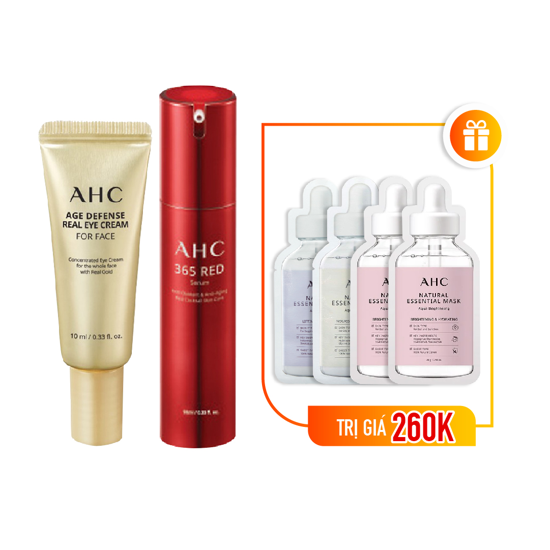 [Tặng 4 Mặt Nạ] Combo Kem Dưỡng Mắt Ahc Age Defense Và Tinh Chất Chống Lão Hóa Ahc 365 Red