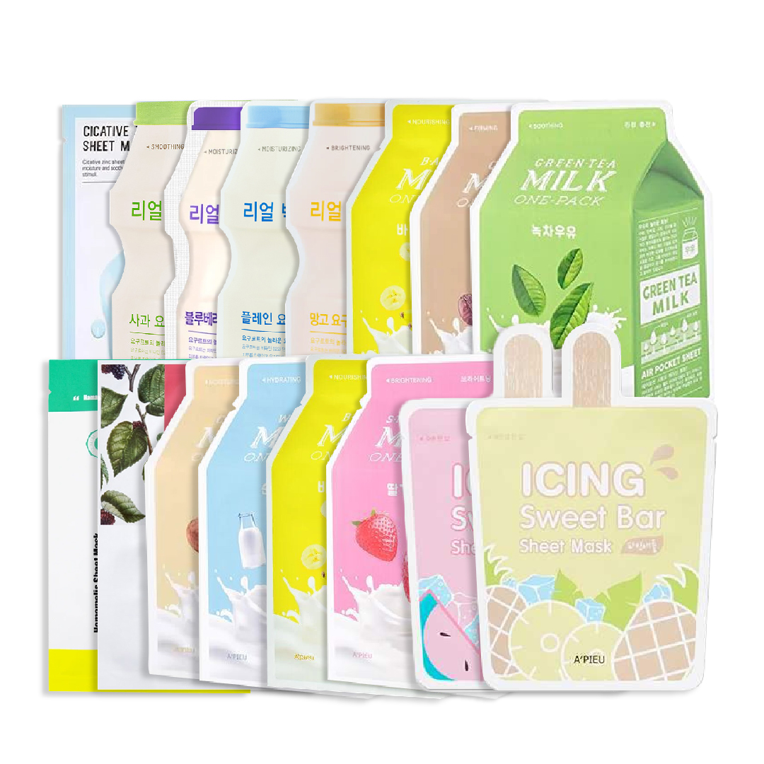 Combo 16 Mặt Nạ Giấy Dưỡng Ẩm, Sáng Mịn Da A'pieu Milk One - Pack & Yogurt One Botle (Mix Nhiều Loại)