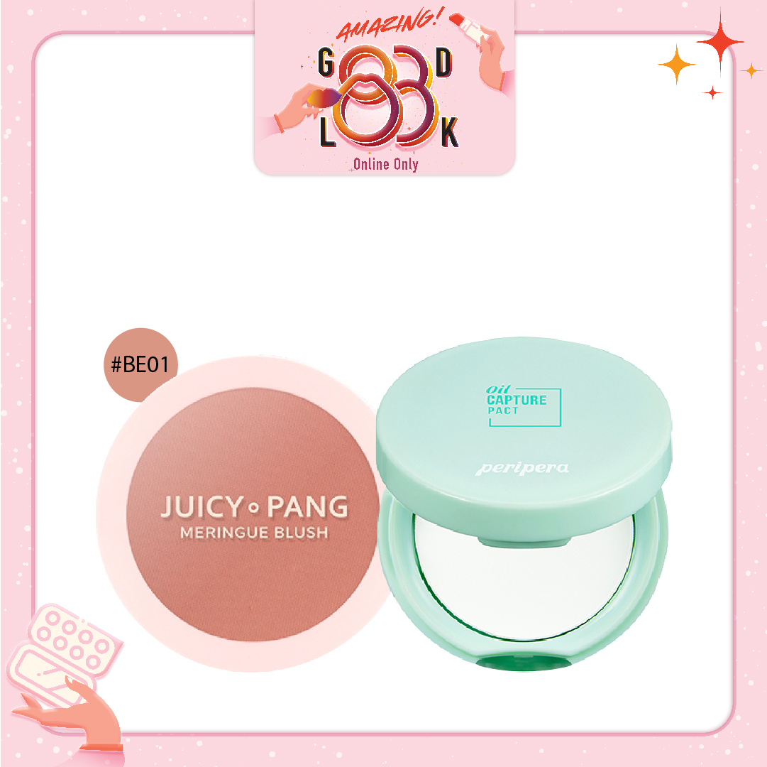 Combo Phấn Phủ & Má Hồng Trang Điểm A'pieu Juicy - Pang Meringue Blush Be01
