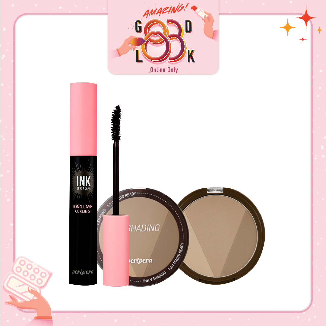 Combo Mascara & Phấn Tạo Khối Hiệu Ứng Tự Nhiên Peripera Ink V Shading 03 Hazle Gray