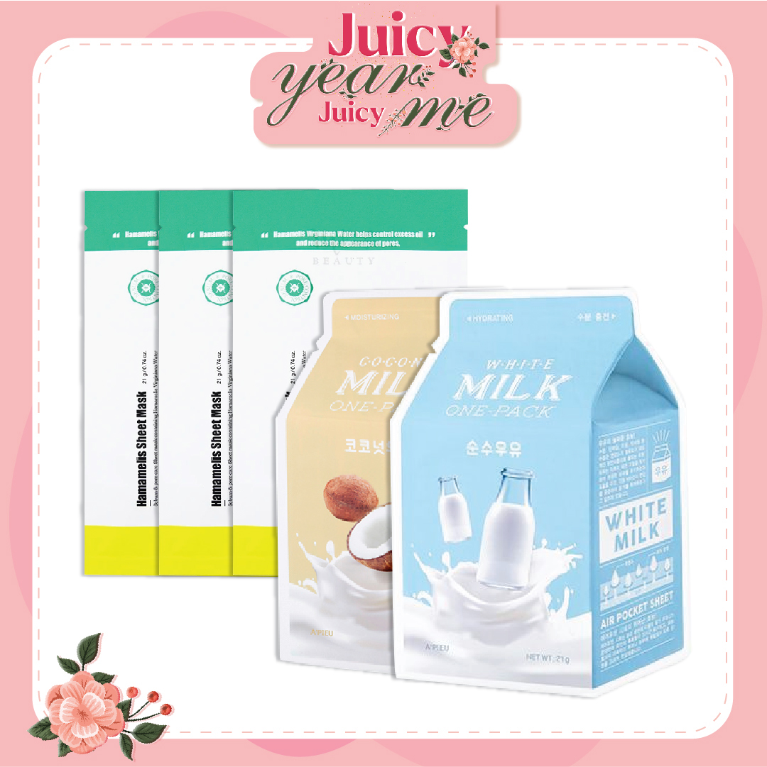 Combo 05 Mặt Nạ Giấy Dưỡng Ẩm, Chăm Sóc Lỗ Chân Lông A'pieu Hamamelis Sheet