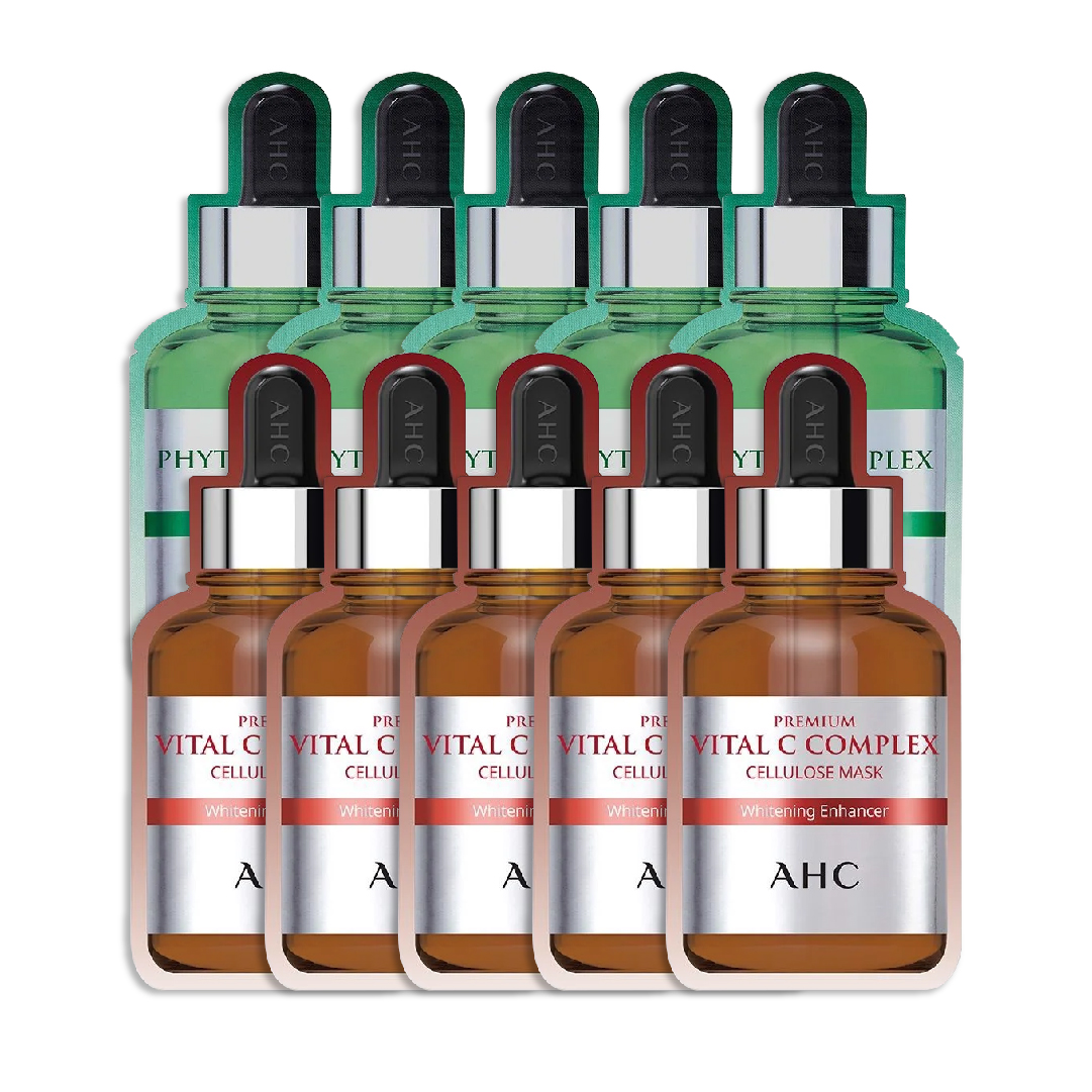 Combo 5 Mặt Nạ Giấy Làm Dịu Phục Hồi Da Ahc Premium Phyto Complex (Tặng 5 Mặt Nạ Làm Sáng Trắng Da Ahc Premium Vital C)