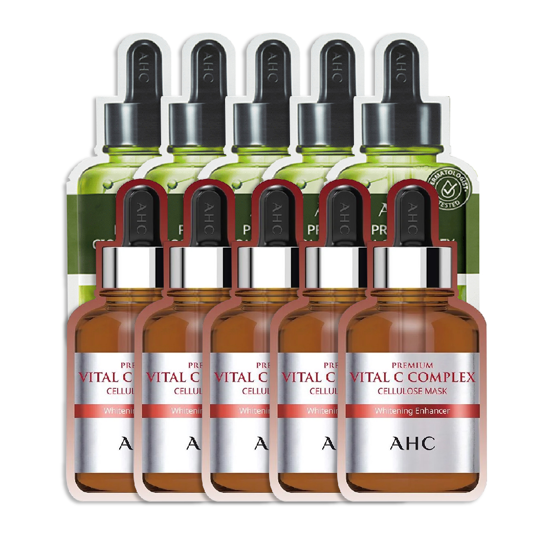 Combo 5 Mặt Nạ Giấy Phục Hồi Da Ahc Premium Cica - 3 Complex Skin Fit (Tặng 5 Mặt Nạ Làm Sáng Trắng Da Ahc Premium Vital C)