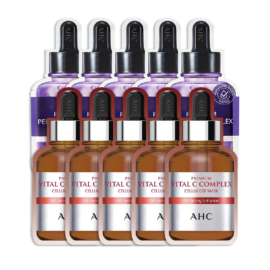 Combo 5 Mặt Nạ Giấy Làm Săn Chắc Da Ahc Premium Peptide 5 (Tặng 5 Mặt Nạ Làm Sáng Trắng Da Ahc Premium Vital C)