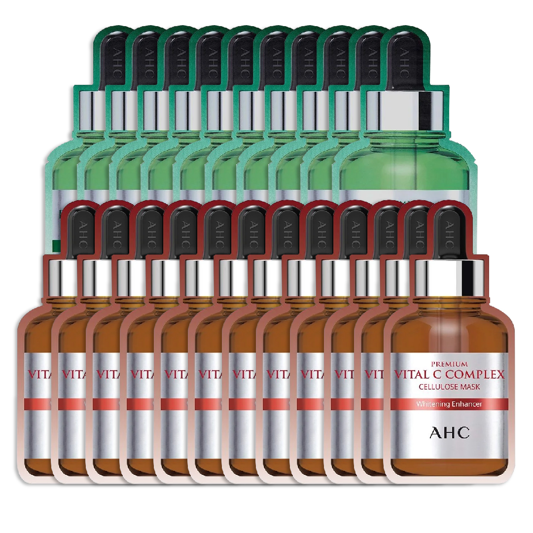 Combo 10 Mặt Nạ Giấy Làm Dịu Phục Hồi Da Ahc Premium Phyto Complex (Tặng 12 Mặt Nạ Làm Sáng Trắng Da Ahc Premium Vital C)