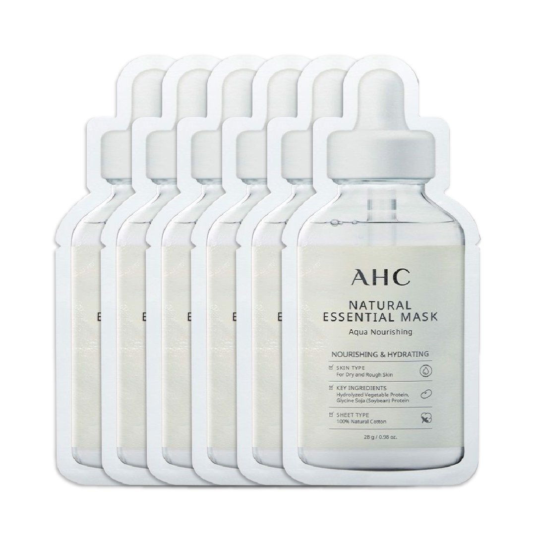 Combo 6 Mặt Nạ Giấy Làm Mềm Da Ahc Natural Essential Mask Aqua Nourishing 28G
