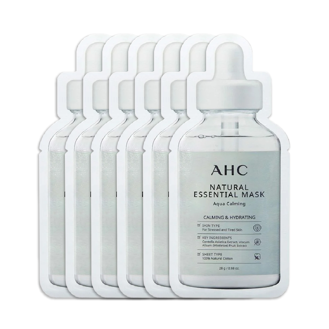 Combo 6 Mặt Nạ Giấy Làm Dịu Da Ahc Natural Essential Mask Aqua Calming 28G