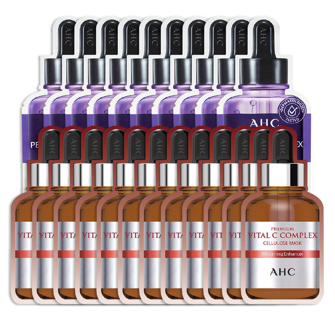 Combo 10 Mặt Nạ Giấy Làm Săn Chắc Da Ahc Premium Peptide 5 (Tặng 12 Mặt Nạ Làm Sáng Trắng Da Ahc Premium Vital C)