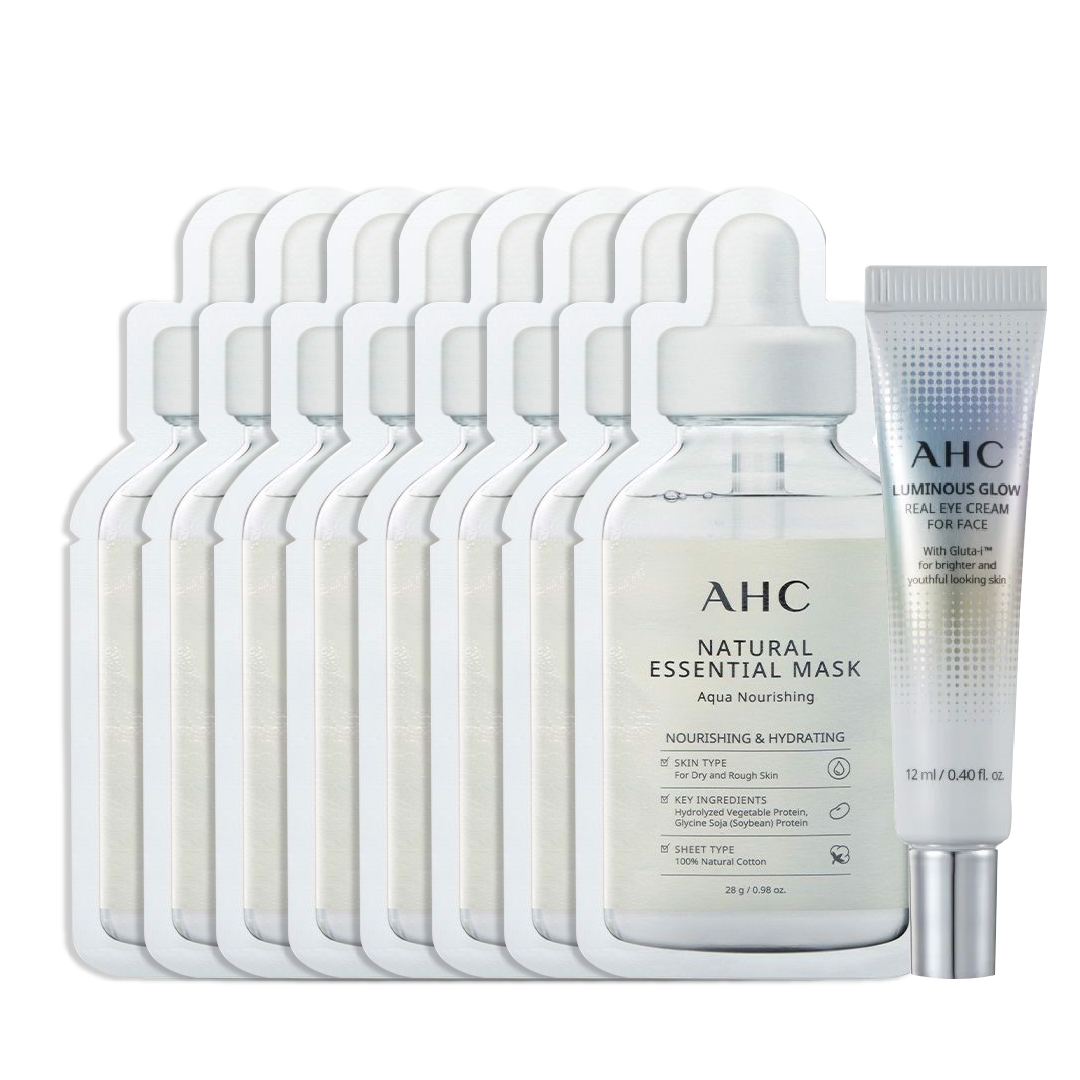 Combo 8 Mặt Nạ Làm Mềm Da Ahc Natural Essential Mask Aqua Nourishing (Tặng Kem Mắt)