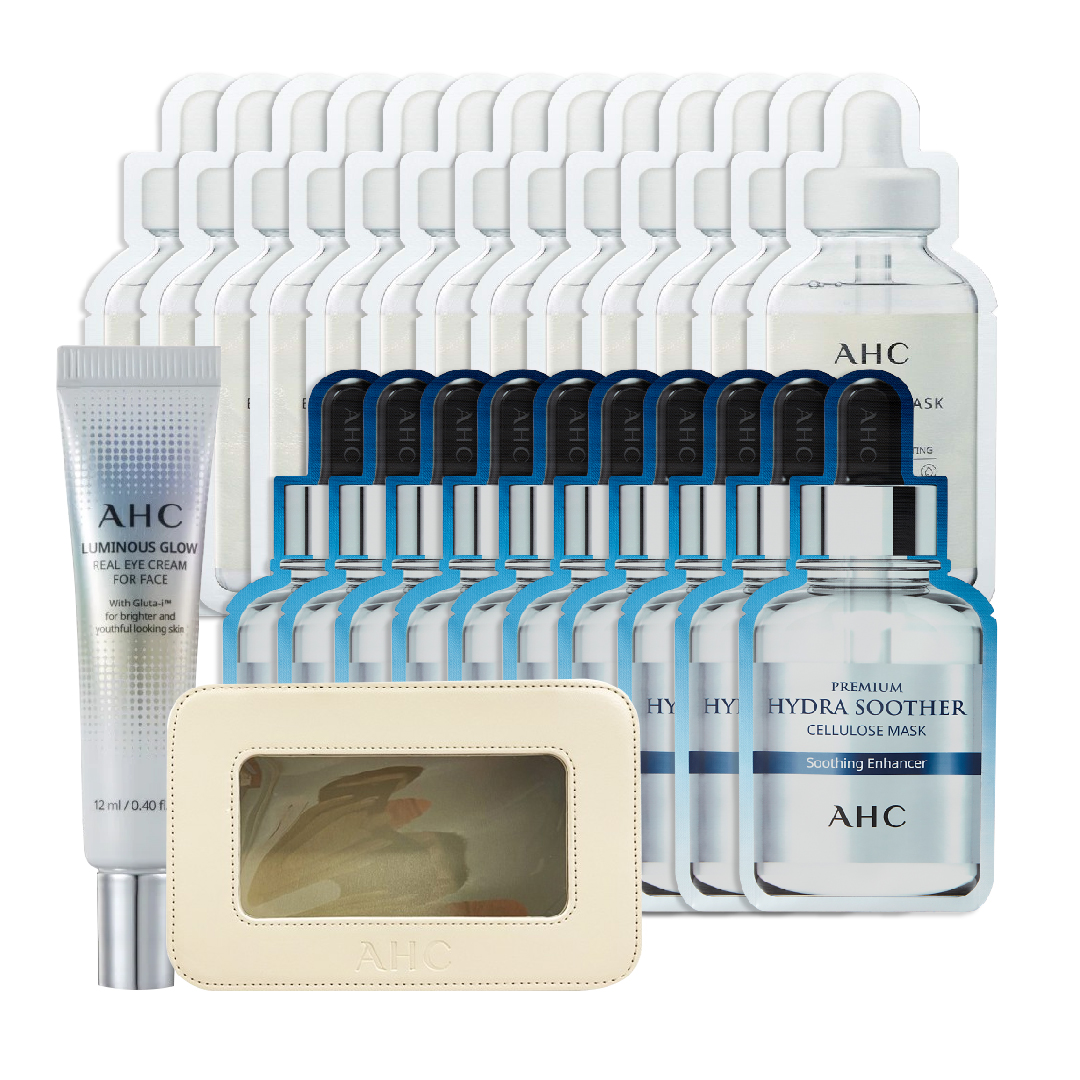Combo 22 Mặt Nạ Dưỡng Ẩm Làm Dịu Da Ahc Premium Hydra (Tặng Kem Dưỡng Mắt + Túi Đựng Mỹ Phẩm)