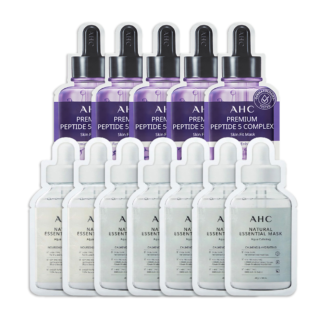Combo 05 Mặt Nạ Giấy Làm Săn Chắc Da Ahc Premium Peptide 5 Complex (Tặng 7 Mặt Nạ Ahc Natural Essential)