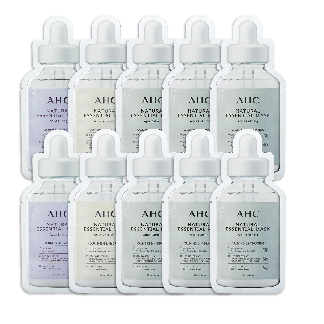 Combo Mix 10 Mặt Nạ Giấy Nâng Cơ, Làm Dịu Da Ahc Natural Essential Mask