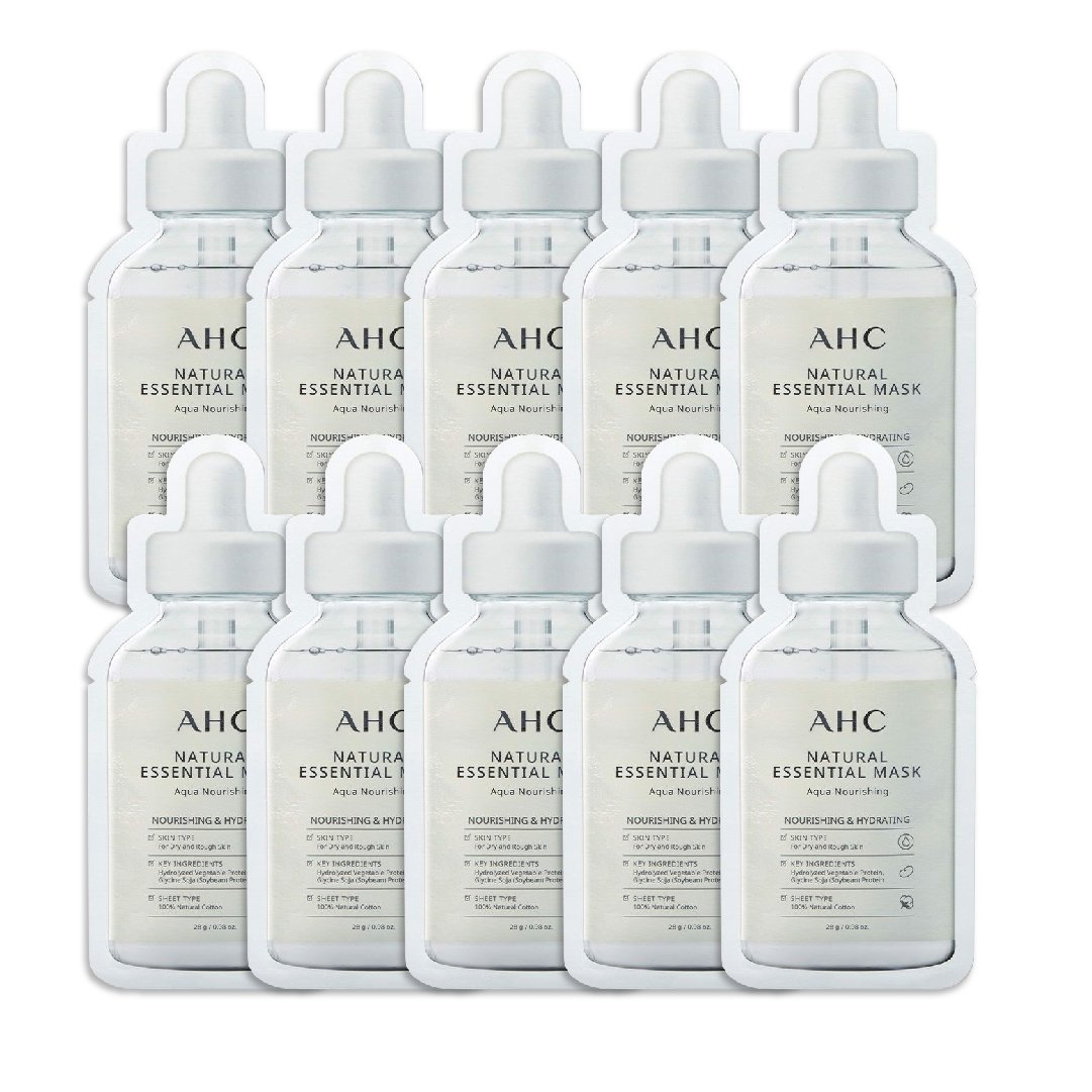 Set 10 Mặt Nạ Giấy Làm Mềm Da Ahc Natural Essential Mask Aqua Nourishing 28G