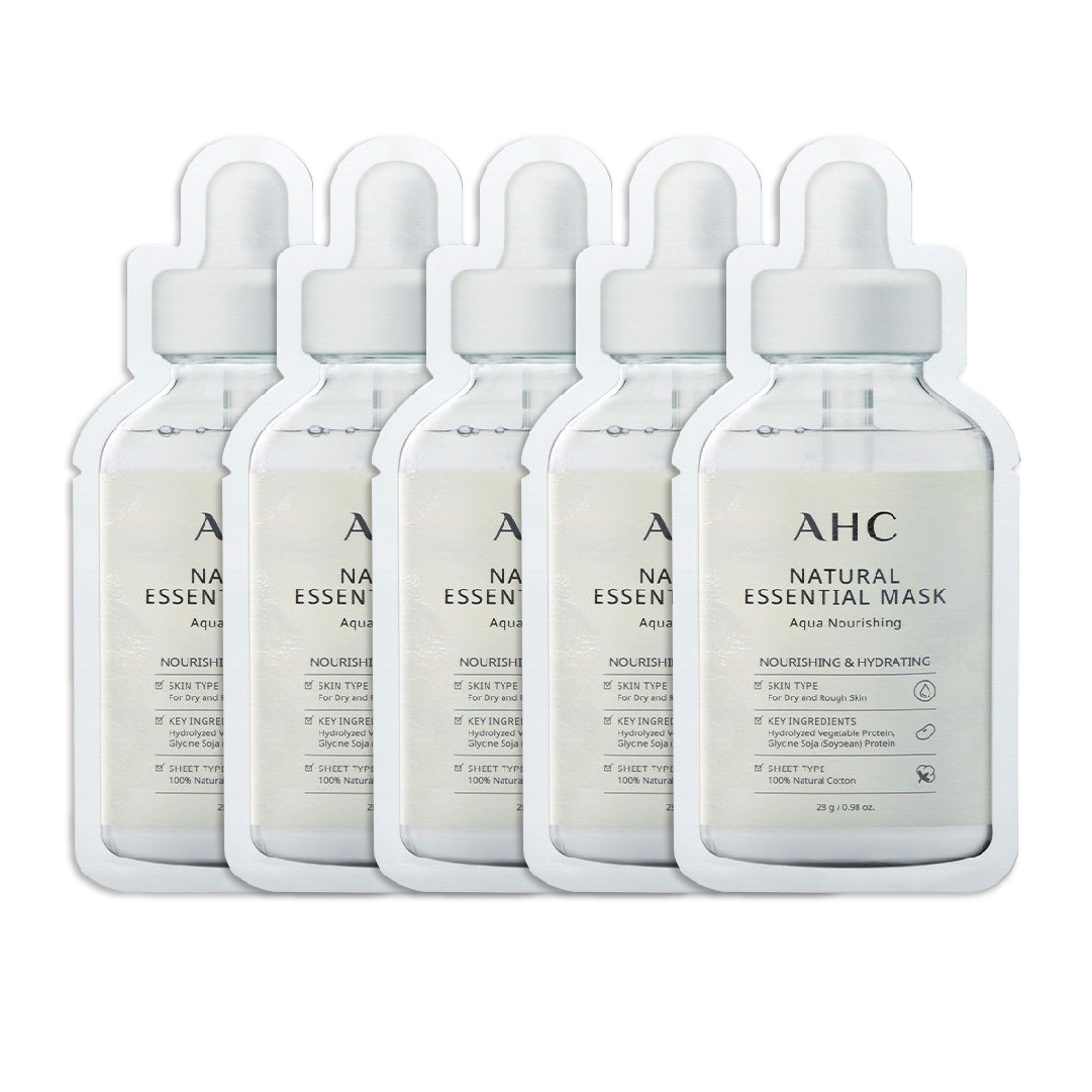 Set 05 Mặt Nạ Giấy Làm Mềm Da Ahc Natural Essential Mask Aqua Nourishing 28G