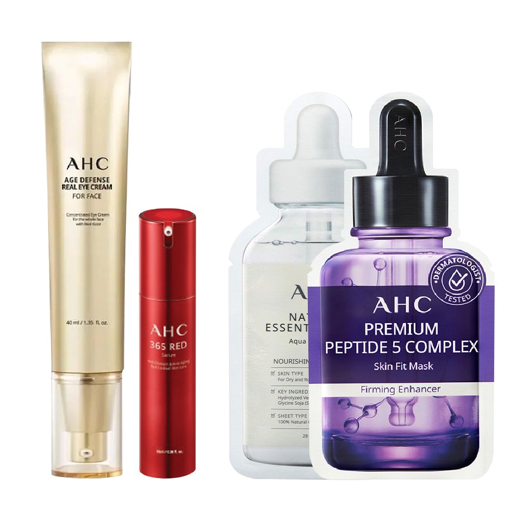Combo Kem Dưỡng Mắt Ahc Age Defense Real Eye Cream For Face (Kèm Tinh Chất 365 Red + 2 Mặt Nạ Ahc)