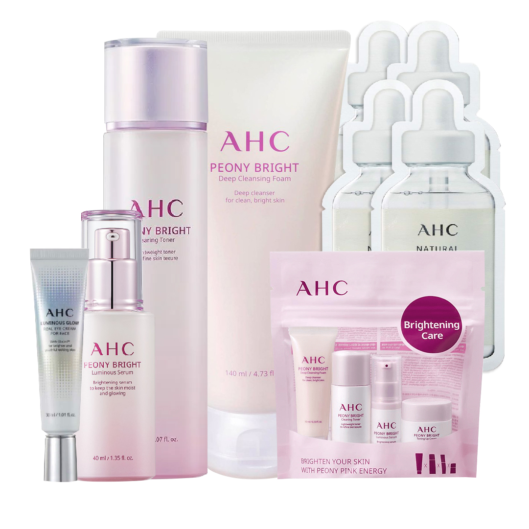 Combo Dưỡng Sáng Trẻ Hóa Làn Da Ahc Peony Bright Và Luminous Glow (Tặng Túi Đựng Mỹ Phẩm)