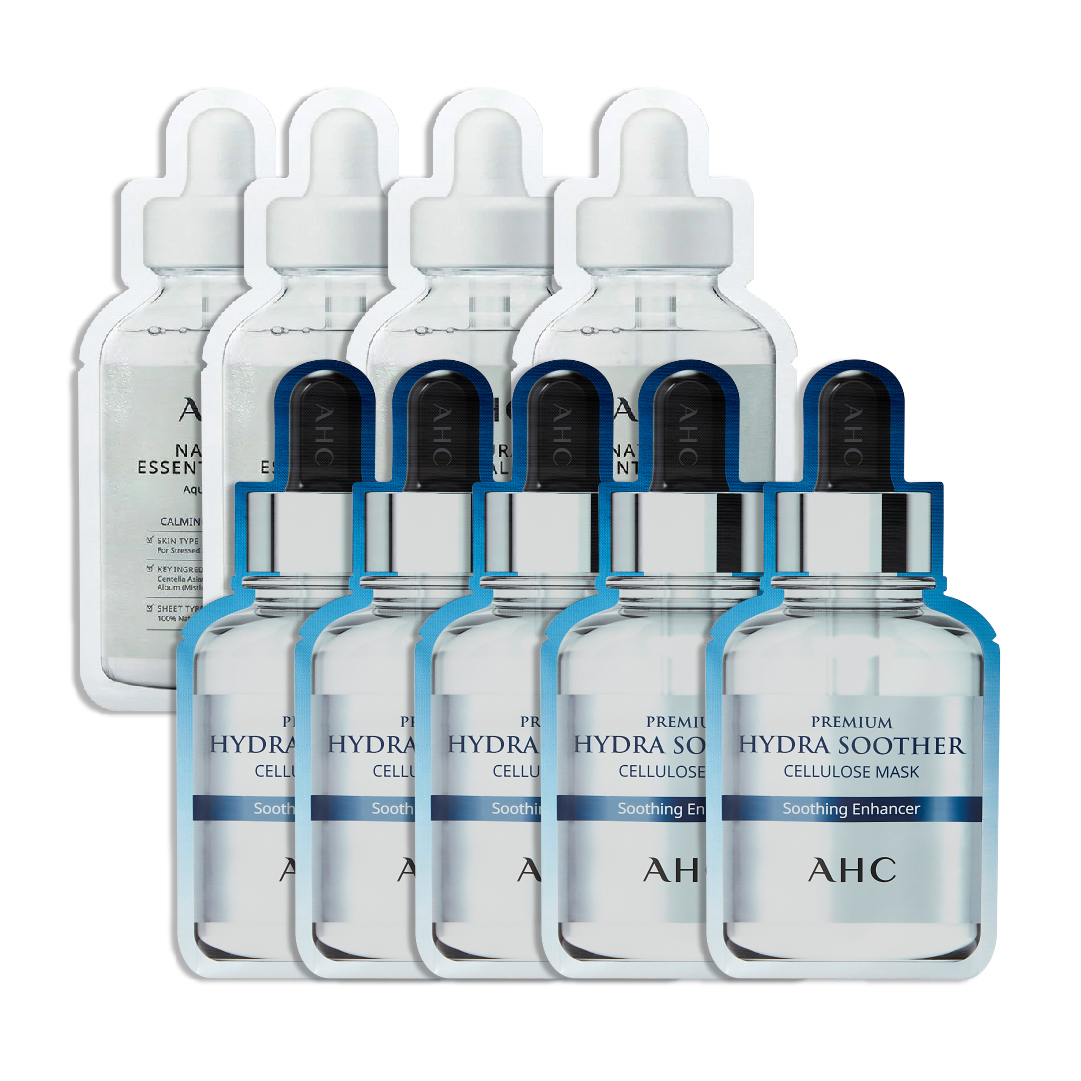 Combo 9 Mặt Nạ Làm Dịu Da Ahc Premium Hydra Soother Cellulose & Natural Essential Aqua Calming