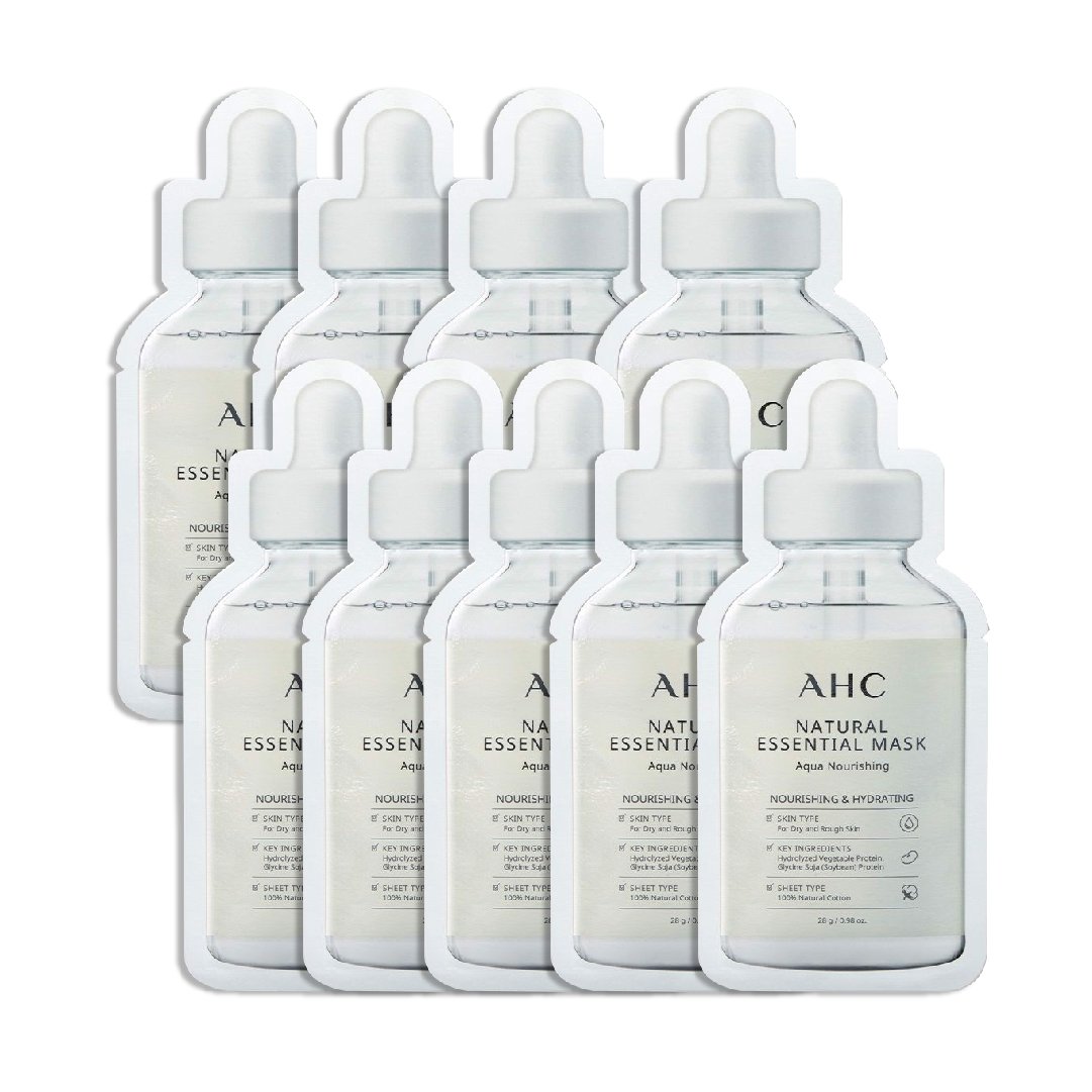 Combo 9 Mặt Nạ Giấy Làm Mềm Da Ahc Natural Essential Mask Aqua Nourishing 28G