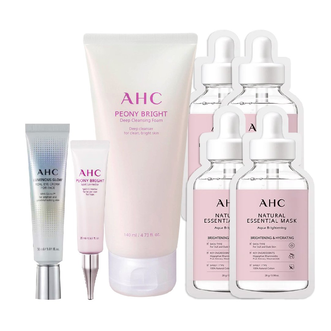 Combo Kem Dưỡng Sáng Trẻ Hóa Làn Da Ahc Peony Bright Và Luminous Glow (Tặng Mặt Nạ + Túi Đựng Mỹ Phẩm)