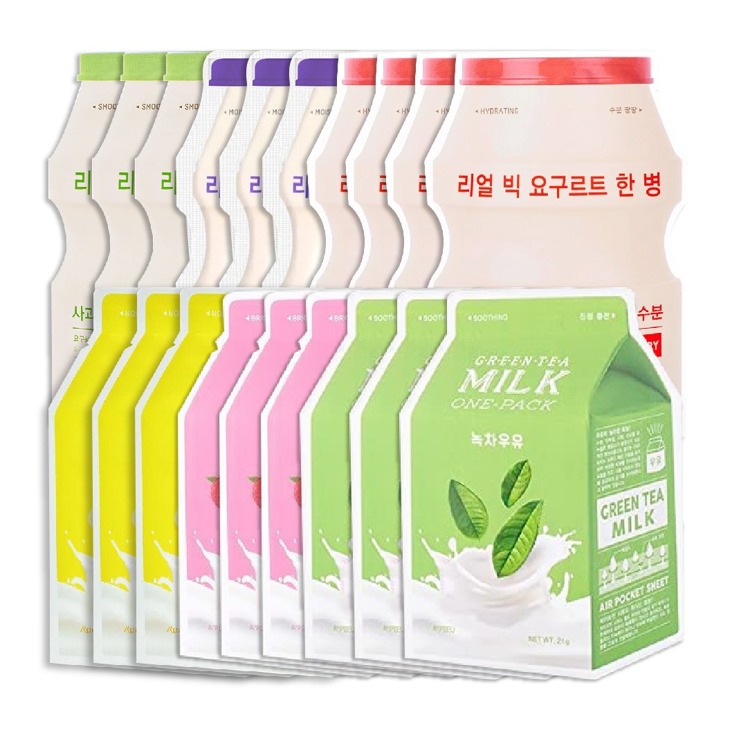 Combo Mix 10 Loại Mặt Nạ Dưỡng Da A'pieu Real Big Yogurt One - Bottle (Tặng 10 Mặt Nạ A'pieu Milk One Pack)
