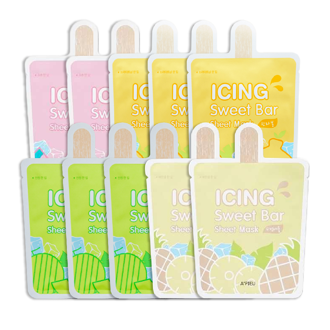 Combo Mix 10 Mặt Nạ Giấy Cấp Nước A'pieu Icing Sweet Bar (Nhiều Loại)