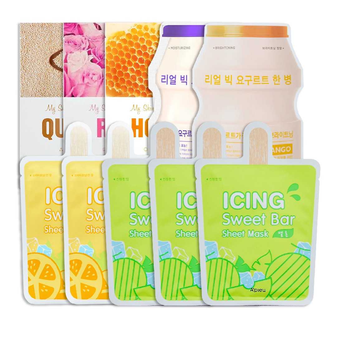 Combo Mix 10 Mặt Nạ Cấp Ẩm Làm Sáng Da A'pieu My Skin Fit & Real Big Yogurt & Icing Sweet Bar (Nhiều Loại)