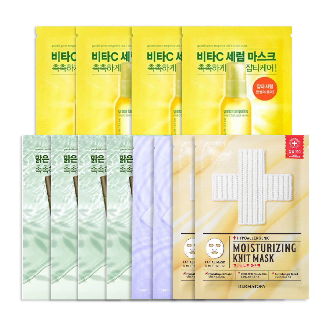 Combo Mặt Nạ Làm Dịu Sáng Da Goodal Houttuynia Cordata & Green Tangerine Vita C (12Pcs)