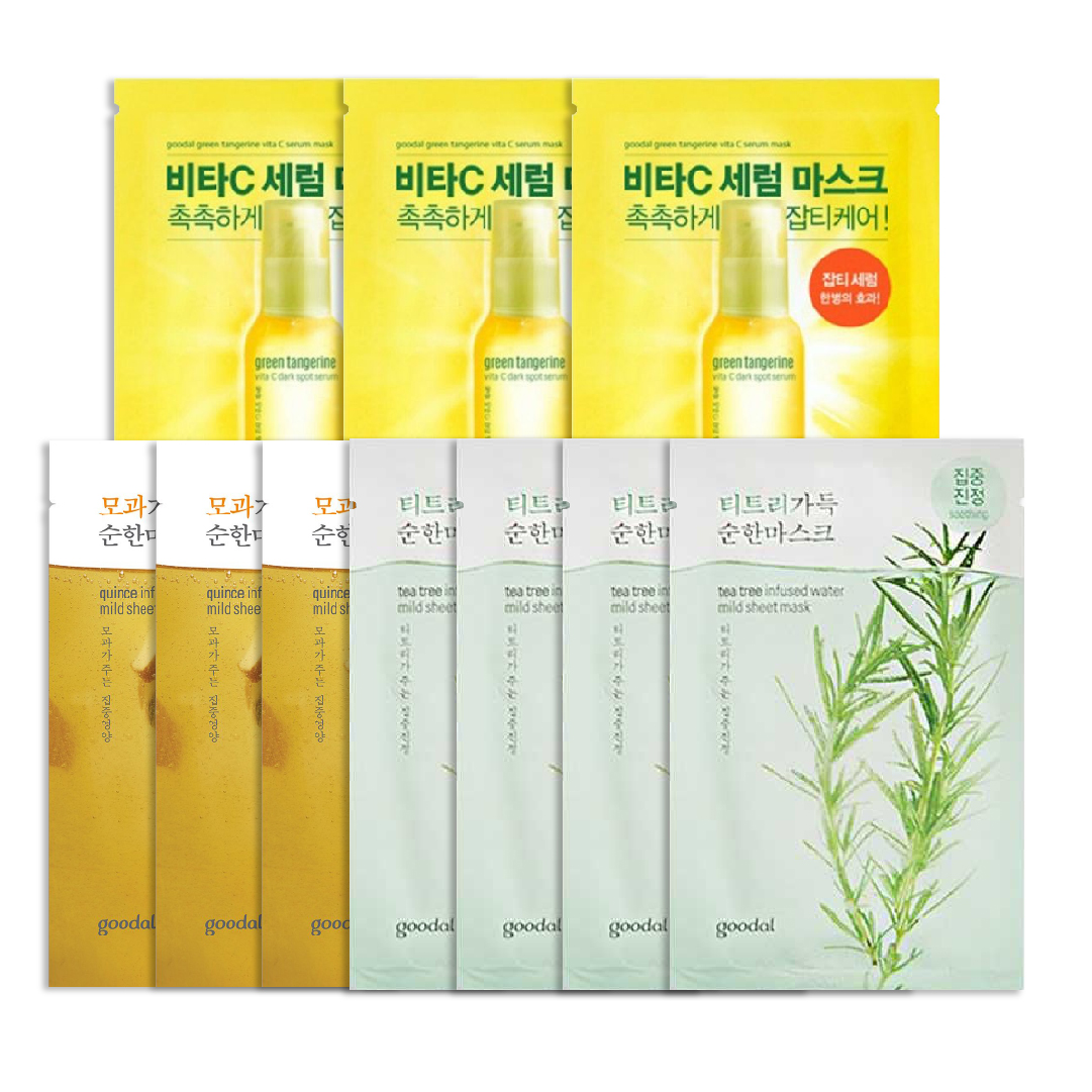 Combo 3 Mặt Nạ Dưỡng Sáng Da Goodal Green Tangerine Vita C Serum Sheet Mask 30Ml (Tặng 4 Mặt Nạ Làm Dịu Da Goodal Và 4 Mặt Nạ Dưỡng Da Goodal)