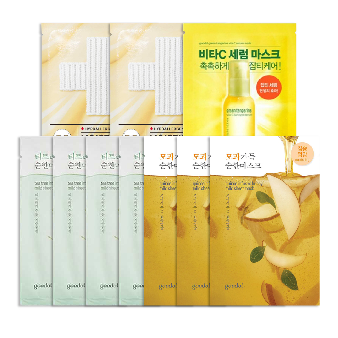 Combo 3 Mặt Nạ Dưỡng Ẩm Dermatory Hypoallergenic Moisturizing Knit Mask 40Ml Và Mặt Nạ Làm Sáng Da Goodal Green Tangerine Vita C Dark Spot Serum Sheet Mask 28Ml (Tặng 4 Mặt Nạ Làm Dịu Da Goodal Và 4 Mặt Nạ Dưỡng Da Goodal)