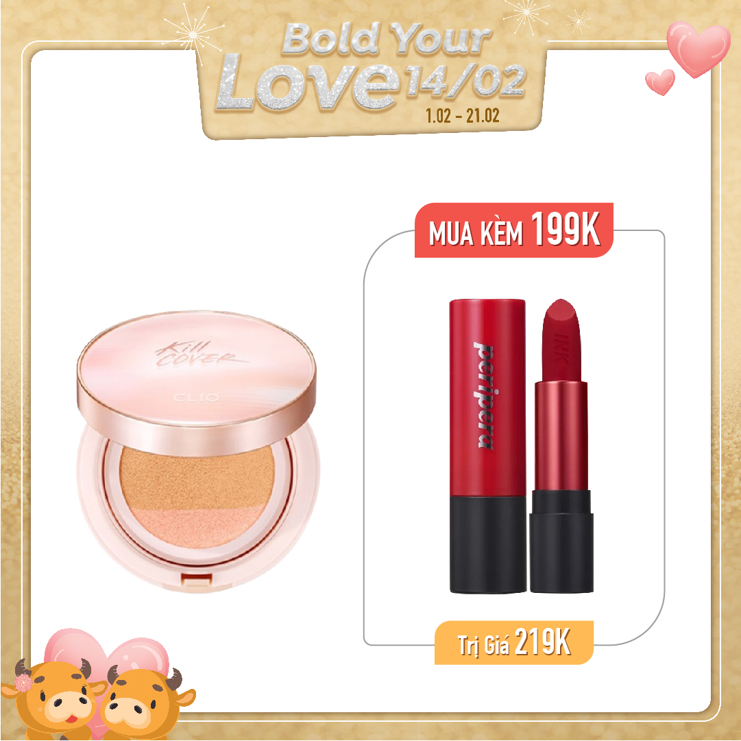 Combo Son Lì & Phấn Nước Căng Bóng Clio Kill Cover Pink Glow Cream Cushion Spf40 Pa++ 05 By Sand