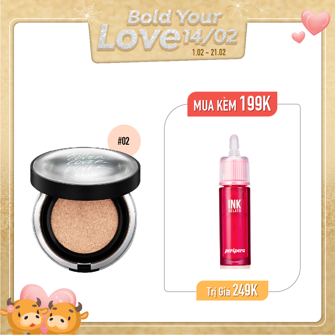 Combo Son Nước & Phấn Nước Hiệu Ứng Mịn Clio Kill Cover Founwear Cushion Xp Spf50+ Pa+++ 02 Lingerie