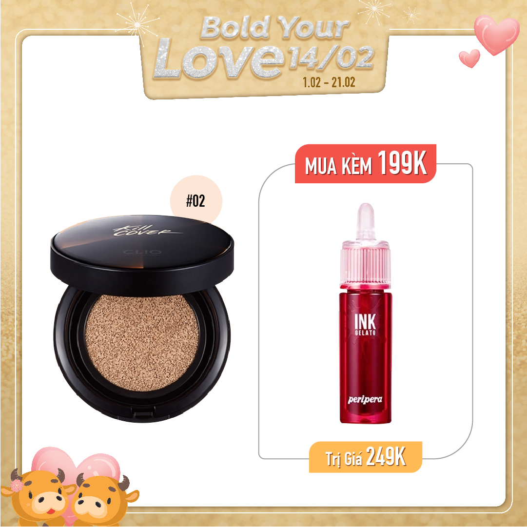 Combo Son Nước & Phấn Nước Che Khuyết Điểm Clio Kill Cover Conceal Cushion Spf45/Pa+ + 02 Lingerie