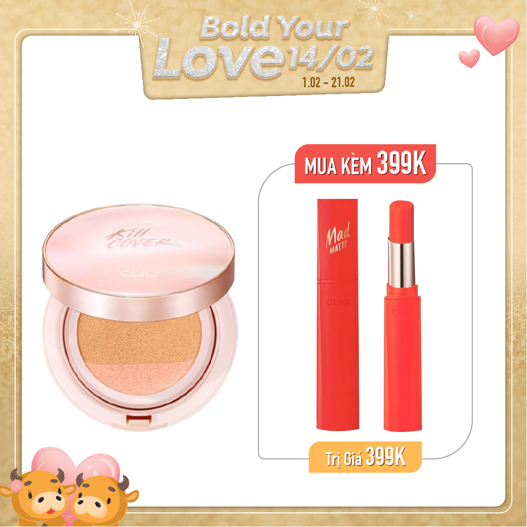 Combo Phấn Nước & Son Thỏi Hiệu Ứng Lì Nhẹ Clio Mad Matte Stain Lips 05 Red On Red