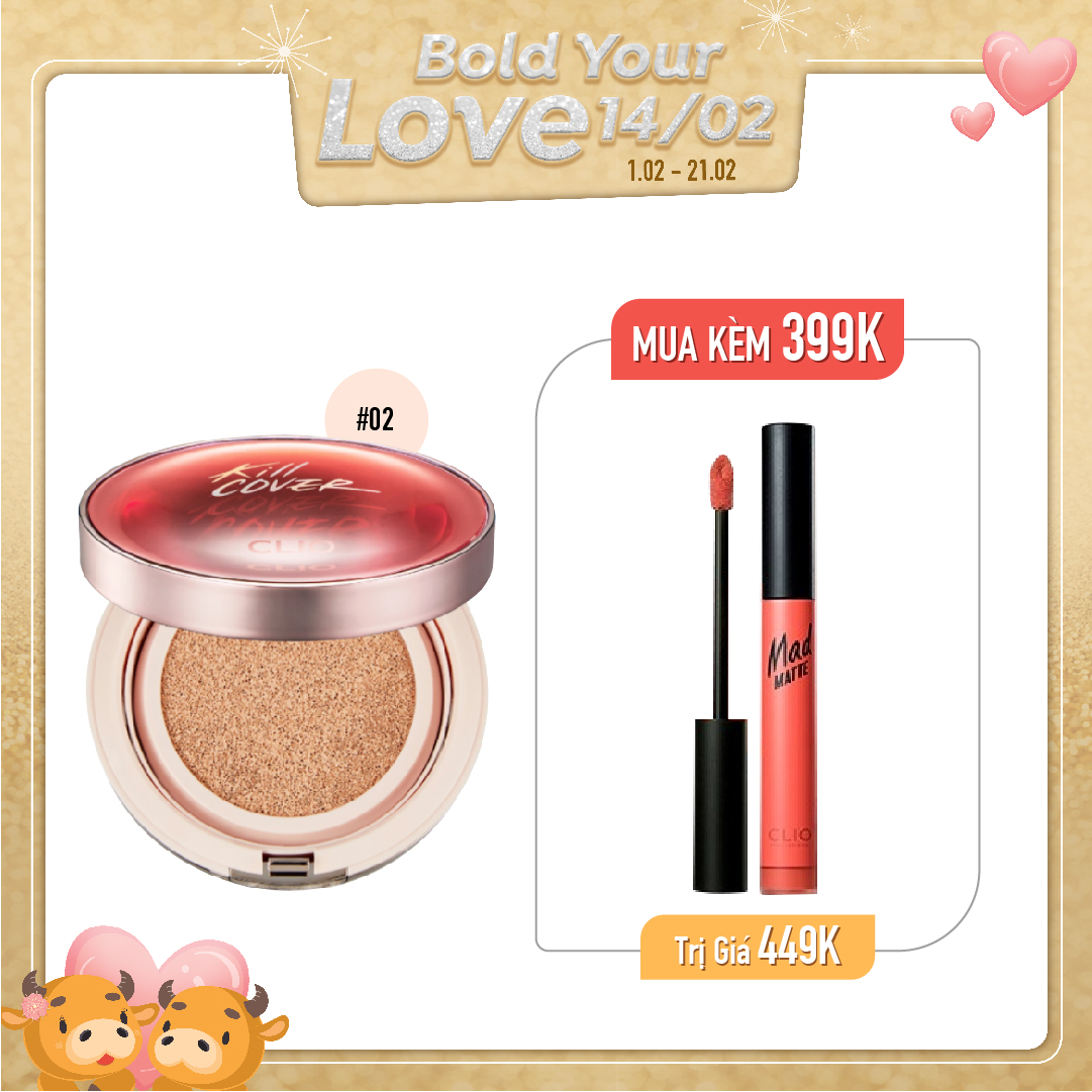 Combo Phấn Nước & Son Môi Dạng Kem Clio Mad Matte Liquid Lip 11 Coralloid