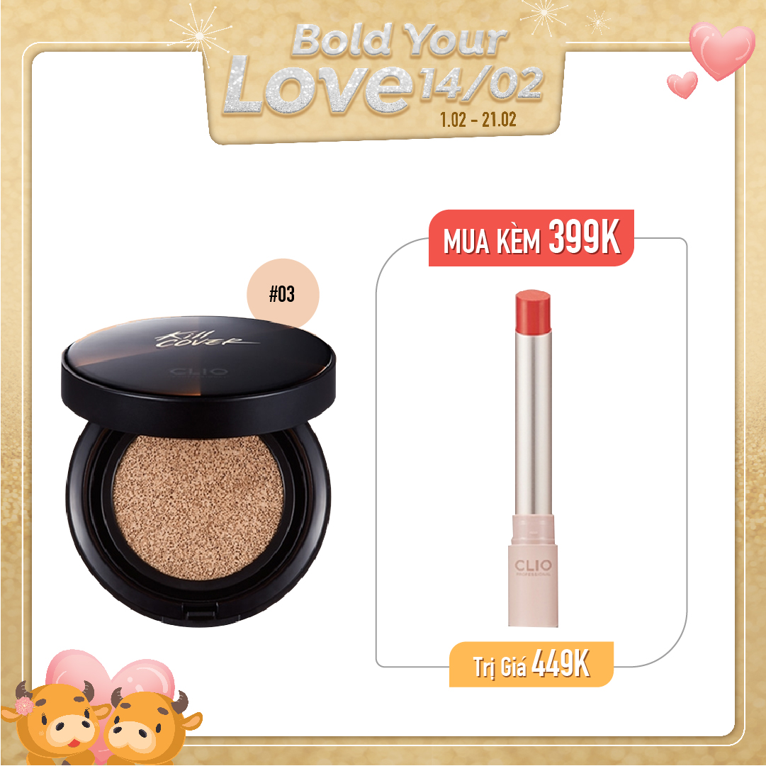 Combo Phấn Nước & Son Thỏi Lì Clio Melting Matte Lips 05 Rose Spot