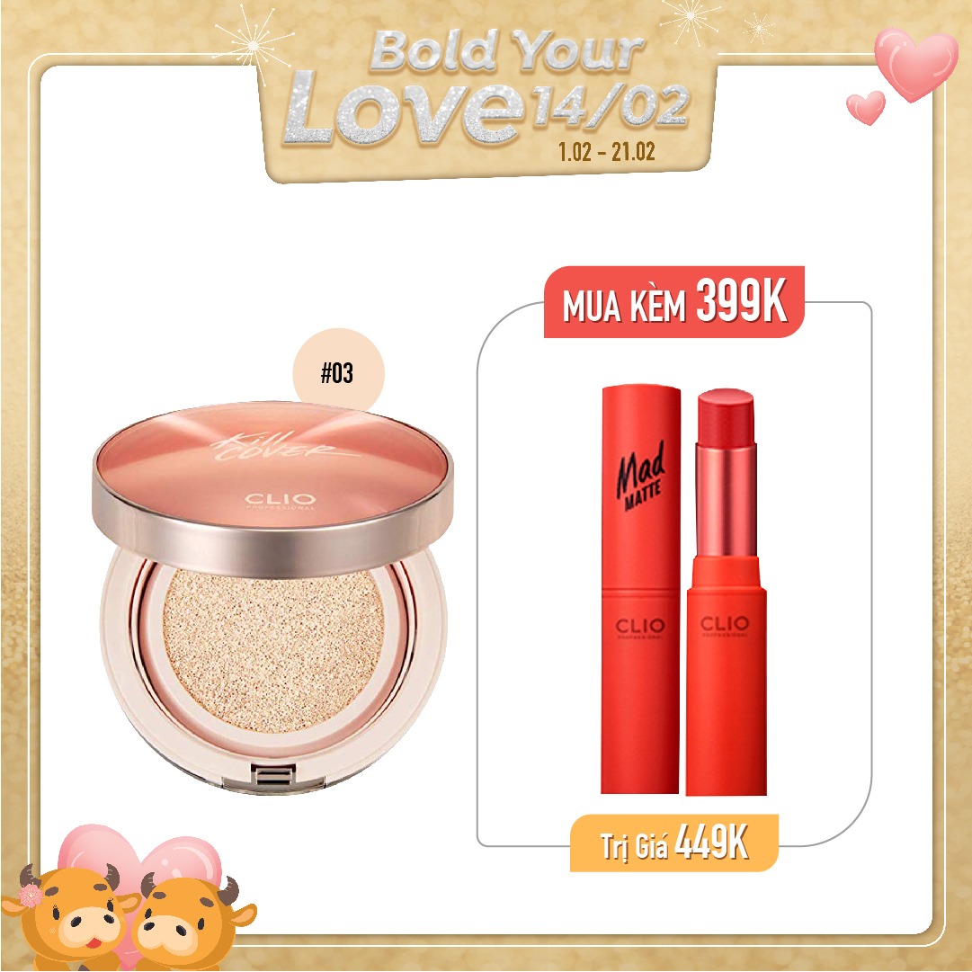Combo Phấn Nước & Son Thỏi Lì Clio Mad Matte Lips (18Ad) 002 Sunlit Orange
