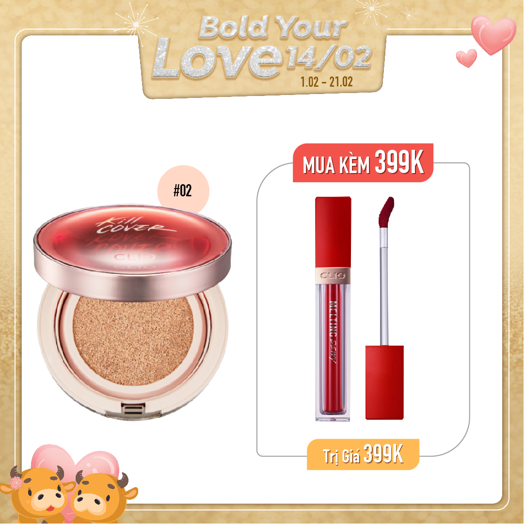 Combo Phấn Nước & Son Tint Bóng Clio Melting Dewy Tint 04 Red Martini