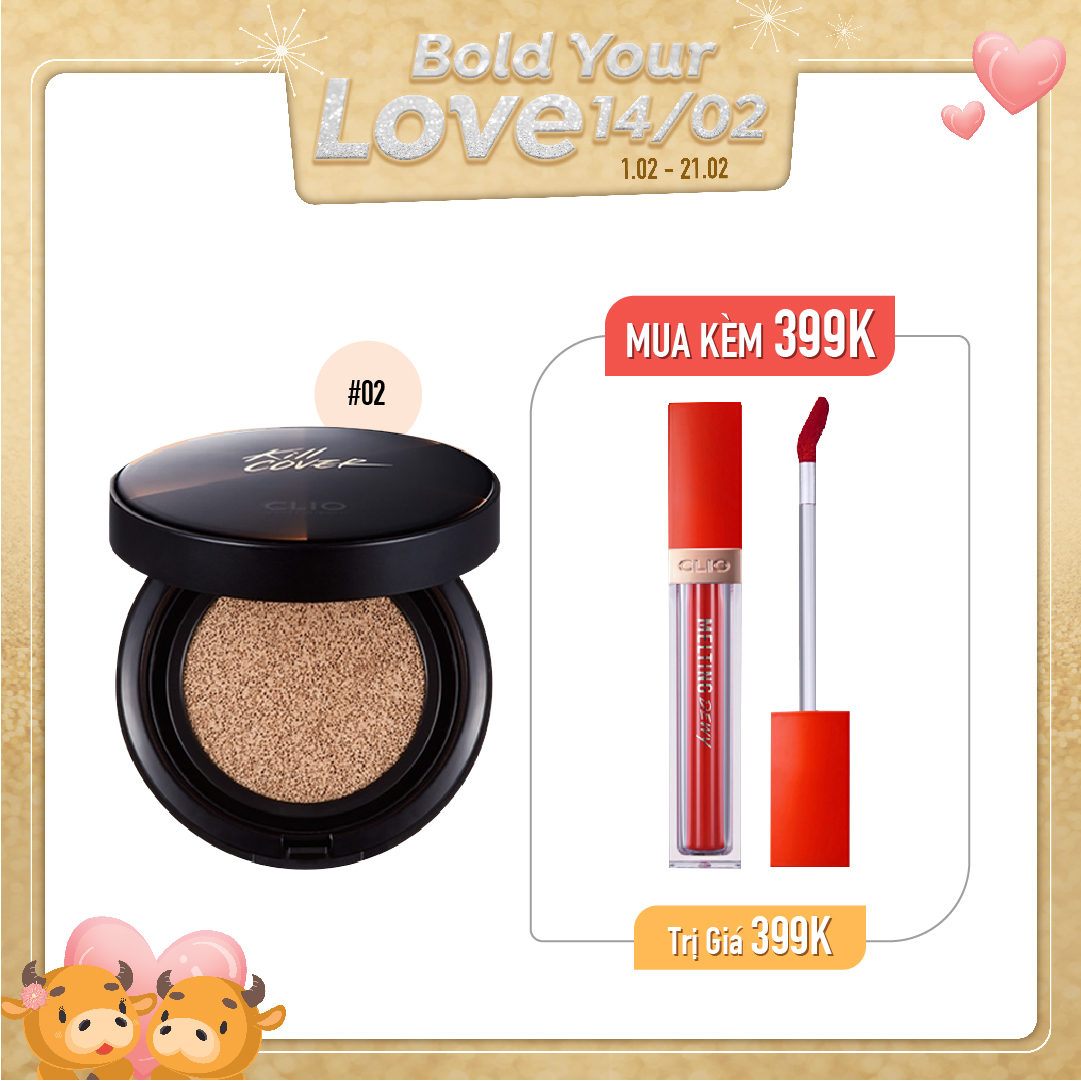 Combo Phấn Nước & Son Tint Bóng Clio Melting Dewy Tint 07 Coral Medley
