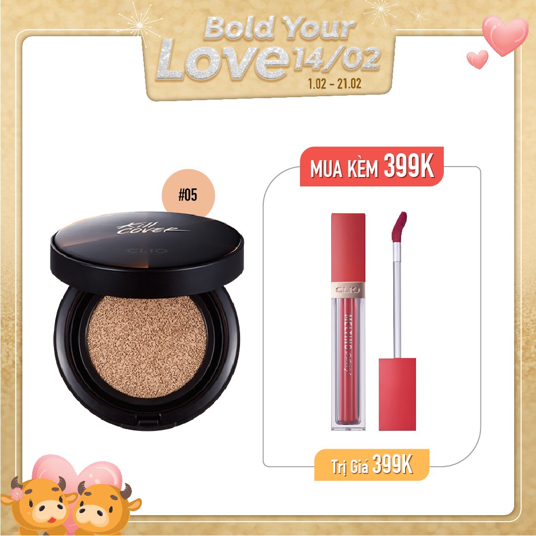 Combo Phấn Nước & Son Tint Bóng Clio Melting Dewy Tint 10 Pink Smoke