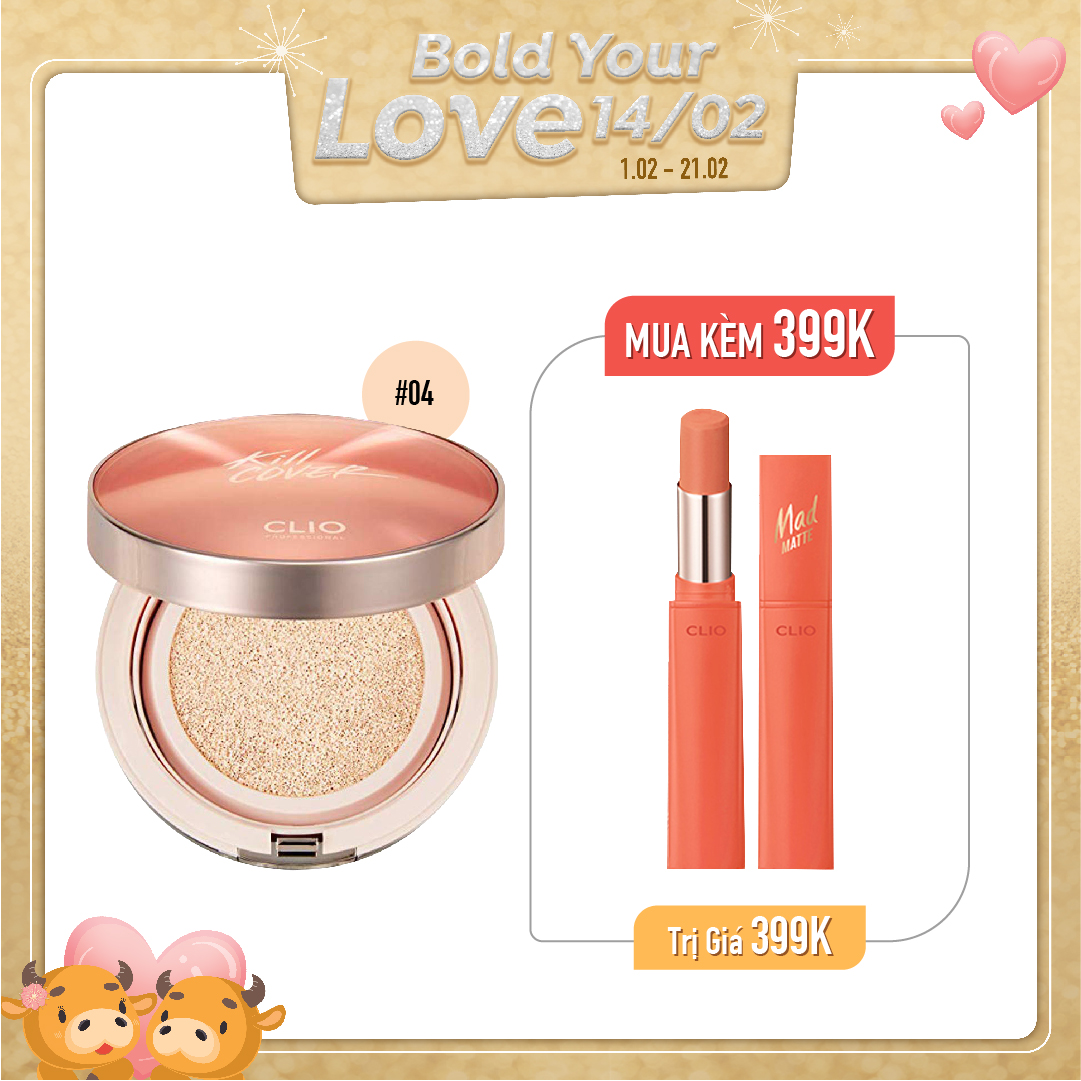 Combo Phấn Nước & Son Thỏi Hiệu Ứng Lì Nhẹ Clio Mad Matte Stain Lips 01 Coral Reef