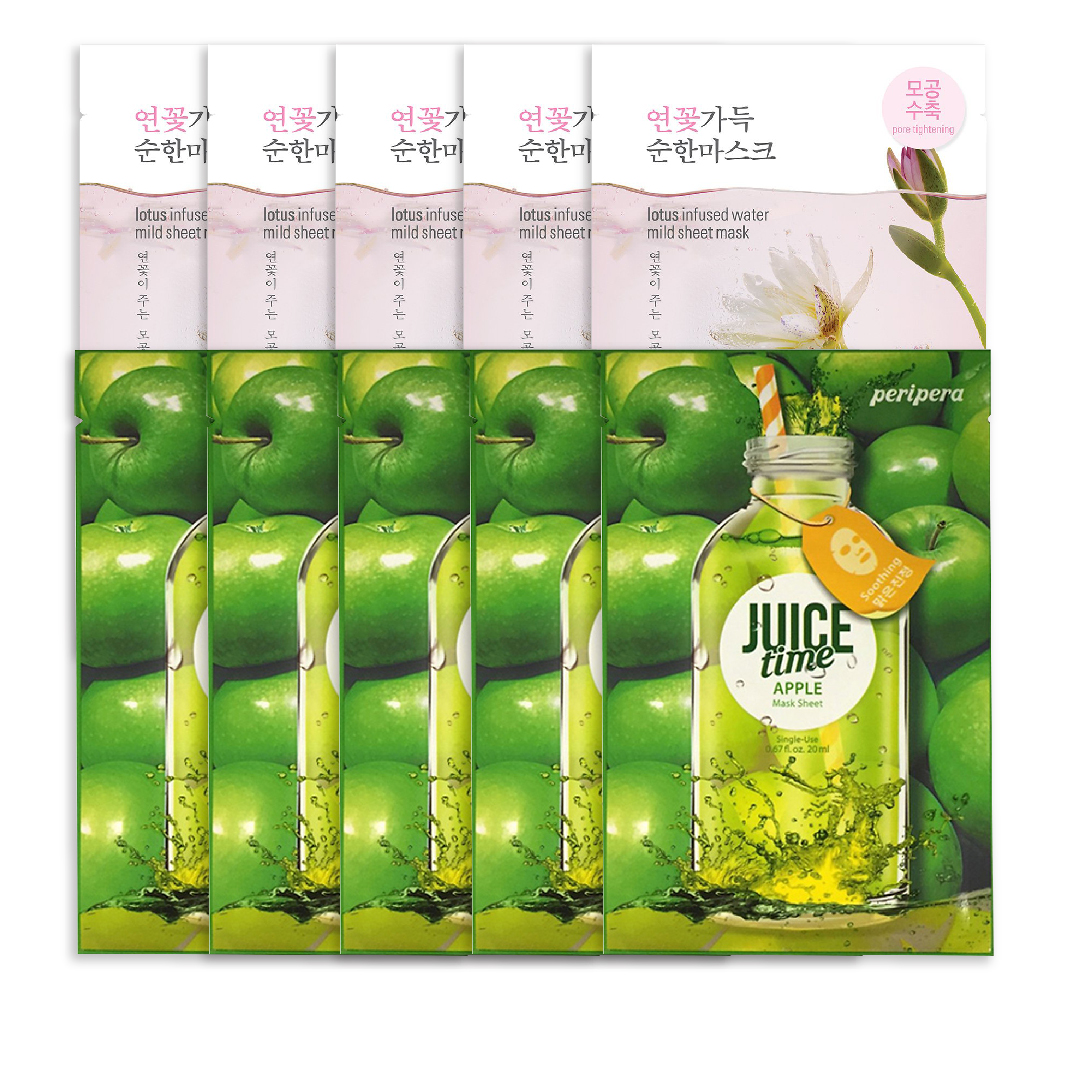 Combo 5 Mặt Nạ Se Mịn Lỗ Chân Lông Goodal Lotus Infused Water Mild Sheet (Tặng 5 Mặt Nạ Táo Peripera Juice Time)