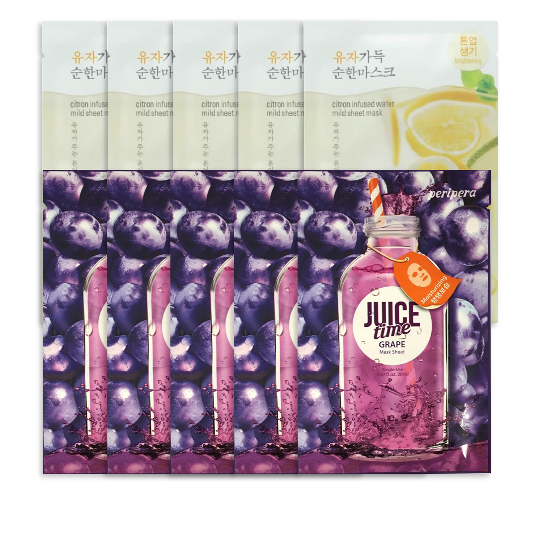 Combo 5 Mặt Nạ Dưỡng Sáng Da Goodal Citron Infused Water Mild Sheet (Tặng 5 Mặt Nạ Dâu Tây Peripera Juice Time)