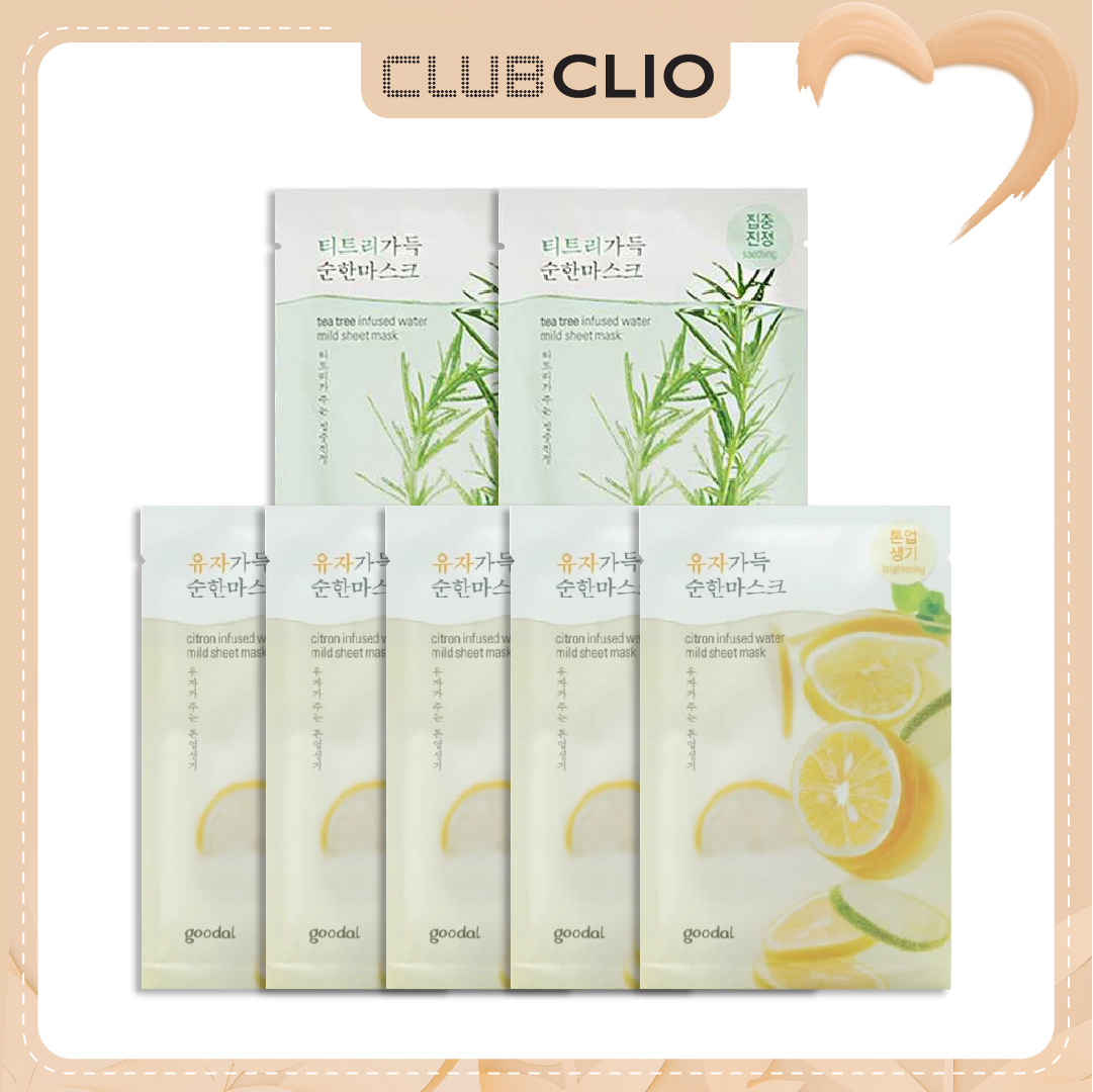 Combo 07 Mặt Nạ Làm Dịu & Dưỡng Sáng Da Goodal Infused Water Mild (Chanh - Tràm Trà)
