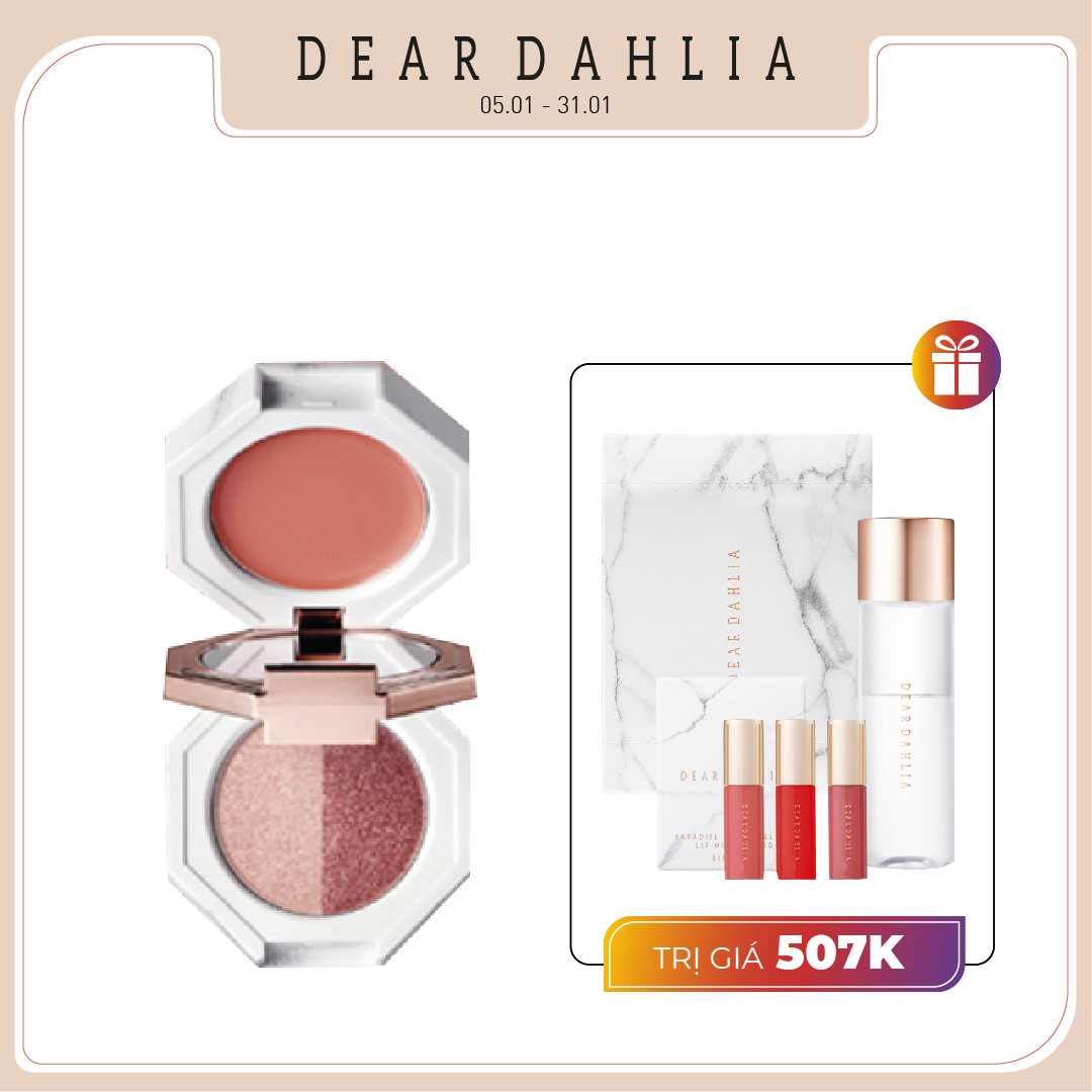 Combo Phấn Mắt Ánh Nhũ Lấp Lánh Dear Dahlia Paradise Dual Palette [Match] Strawberry Crush