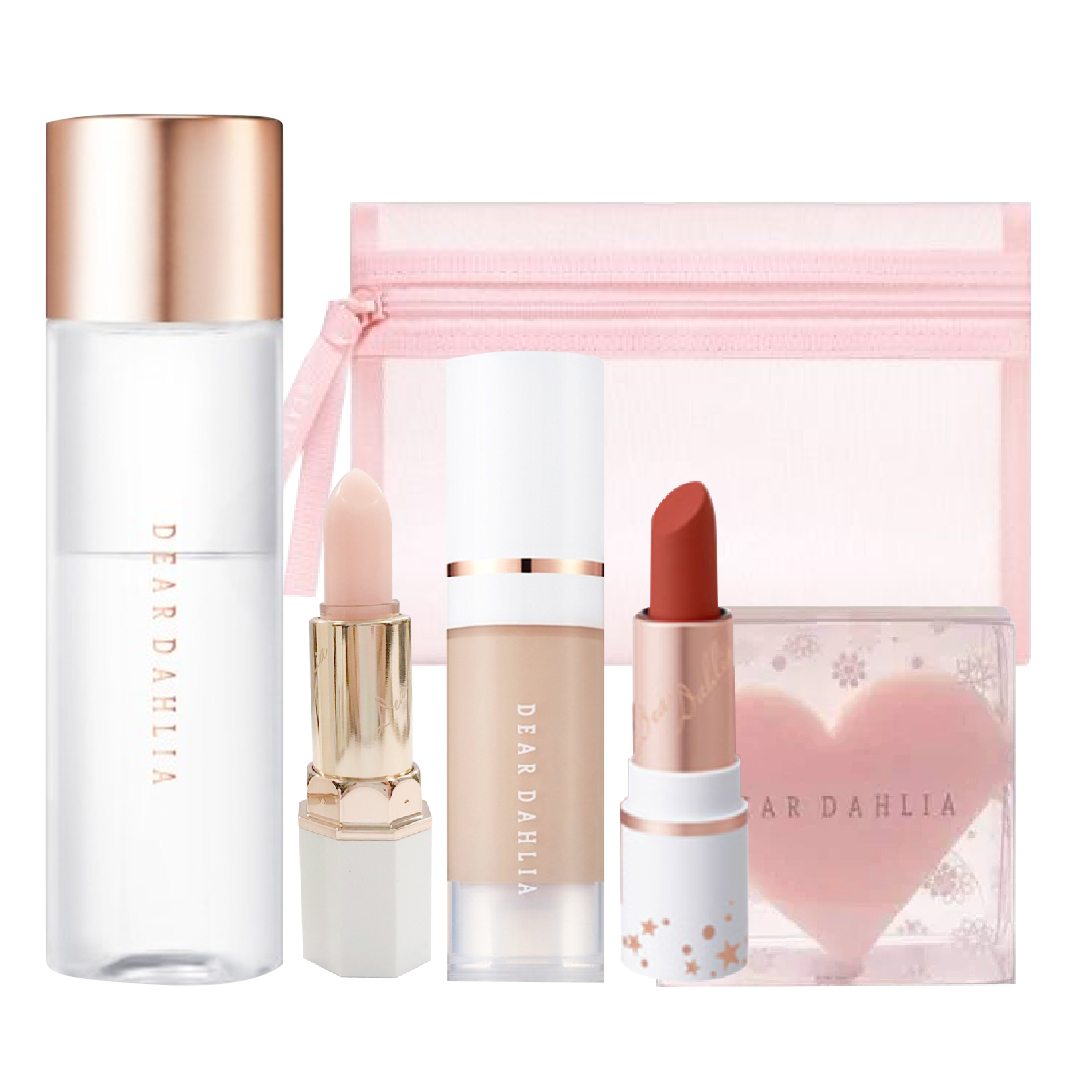 Combo Kem Nền Dear Dahlia Skin Paradise Sheer Silk Mini 6Ml #Fw3 & Son Dưỡng Blooming & Túi Đựng Mỹ Phẩm (Tặng 1 Son Effortless M104 Camilla & Tẩy Trang Mắt Môi & Bông Mút)