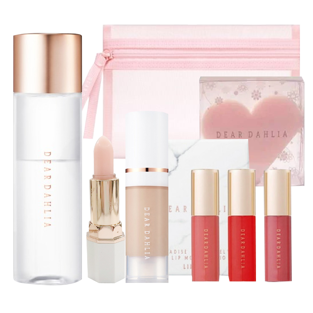 Combo Kem Nền Dear Dahlia Skin Paradise Sheer Silk Mini 6Ml #Ln1 & Son Dưỡng Blooming & Túi Đựng Mỹ Phẩm (Tặng Bộ Son Kem Dream Velvet Mousse Mini Trio& Tẩy Trang Mắt Môi & Bông Mút)
