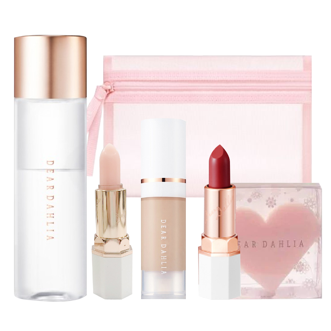 Combo Kem Nền Dear Dahlia Skin Paradise Sheer Silk Mini 6Ml #Lc4 & Son Dưỡng Blooming & Túi Đựng Mỹ Phẩm (Tặng Son Intense Satin Mini #807 Carmen & Tẩy Trang Mắt Môi & Bông Mút)